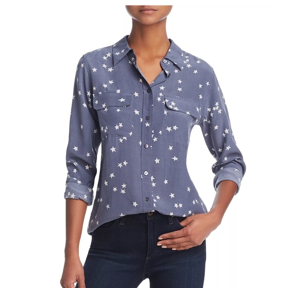 Equipment Tops - NWT - Equipment - Slim Signature Long Sleeve Printed Silk Shirt - Size L